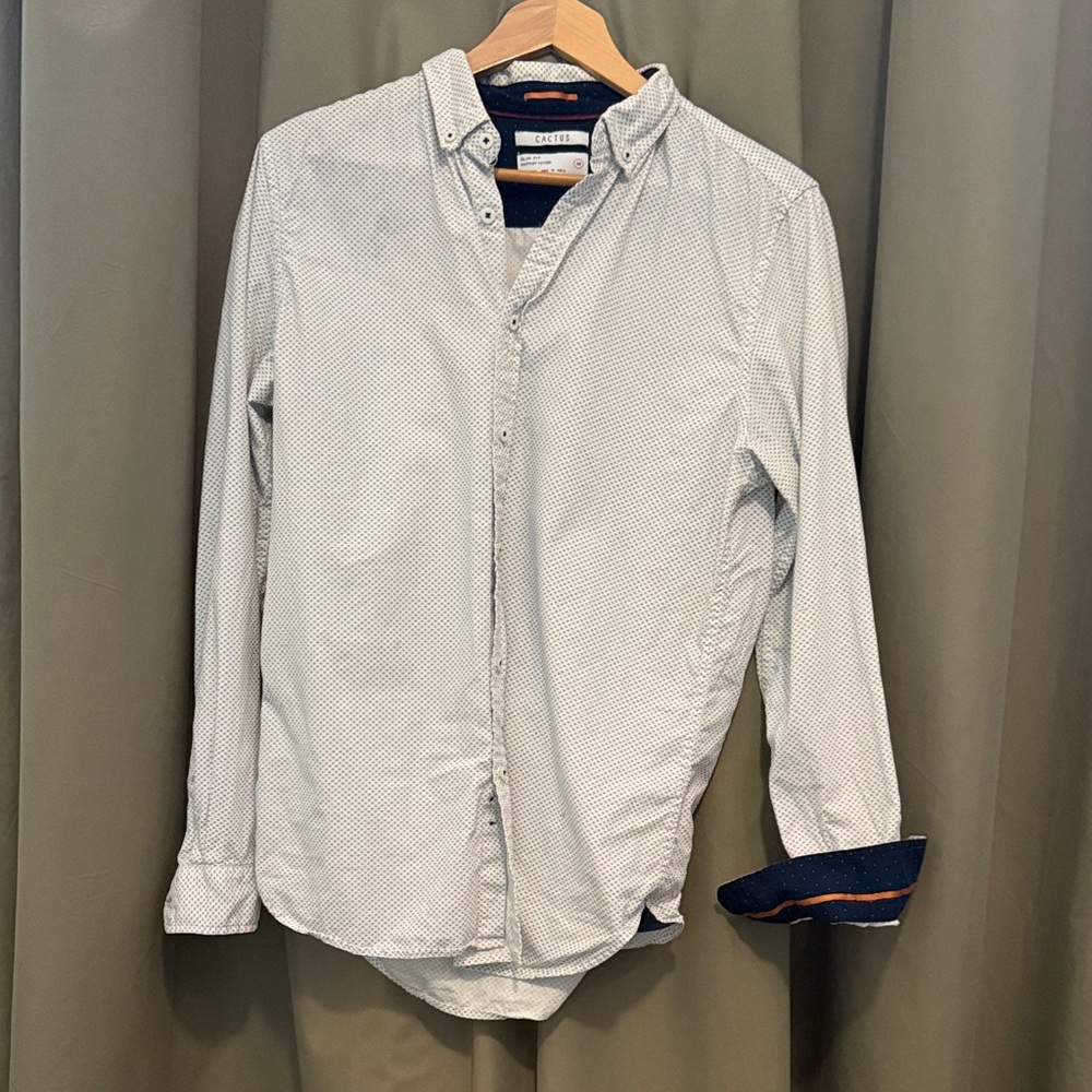 Cactus Man White and Blue Casual Shirt